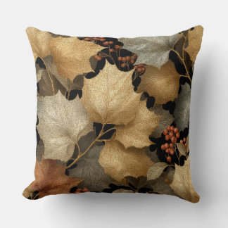 Luxury Gold Botanical Leaves Throw Pillow Kussen