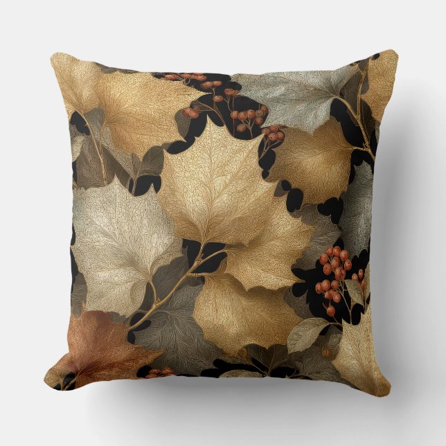 Luxury Gold Botanical Leaves Throw Pillow Kussen (Voorkant)