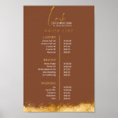 Luxury Gold & Brown Lash Tech Price List Poster (Voorkant)