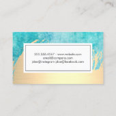 Luxury Gold Brushed Blue Waterverf met monogram Visitekaartje (Achterkant)