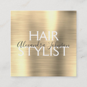Luxury Gold Brushed Metal Hair Stylist Vierkante Visitekaartje