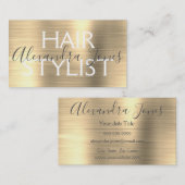 Luxury Gold Brushed Metal Hair Stylist Visitekaartje (Voorkant / Achterkant)