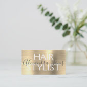 Luxury Gold Brushed Metal Hair Stylist Visitekaartje (Staand voorkant)