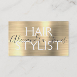 Luxury Gold Brushed Metal Hair Stylist Visitekaartje