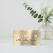 Luxury Gold Brushed Metal Microblading Visitekaartje (Staand voorkant)