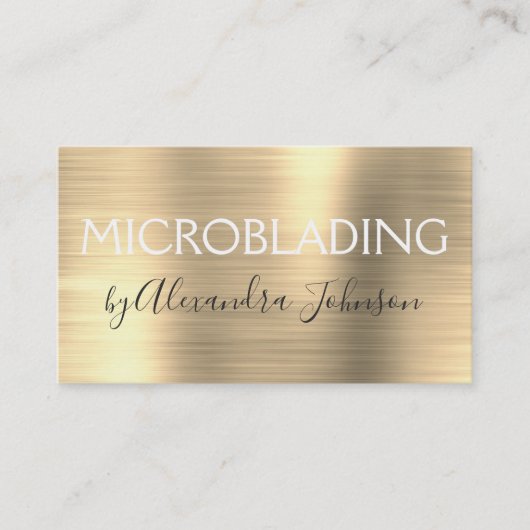 Luxury Gold Brushed Metal Microblading Visitekaartje (Voorkant)