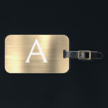 Luxury Gold Brushed Metal Monogram Name Initiaal Bagagelabel<br><div class="desc">Luxury Gold Brushed Metal Folie Monogram naam en Initiaal Bagagelabel. Dit label is perfect voor Terug naar School,  Werk of Reizen.</div>