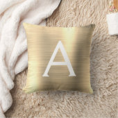 Luxury Gold Brushed Metal Monogram Name Initiaal Kussen (Deken)