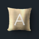 Luxury Gold Brushed Metal Monogram Name Initiaal Kussen<br><div class="desc">Luxury Gold Foil bored Metal Monogram Name and Initiaal Pillow. De kussen maken het perfecte cadeau voor iemand die haar kamer in stijl versiert.</div>