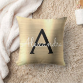 Luxury Gold Brushed Metal Monogram Name Initiaal Kussen (Deken)