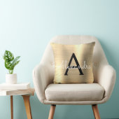 Luxury Gold Brushed Metal Monogram Name Initiaal Kussen (Stoel)
