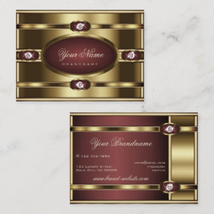 Luxury Gold Burgundy Gradient en Faux Rhinestones Visitekaartje