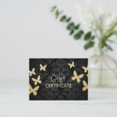 Luxury Gold Butterflies Damask Gift Certificate Kortingskaartje (Staand voorkant)