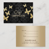 Luxury Gold Butterflies Damask Gift Certificate Kortingskaartje (Voorkant / Achterkant)