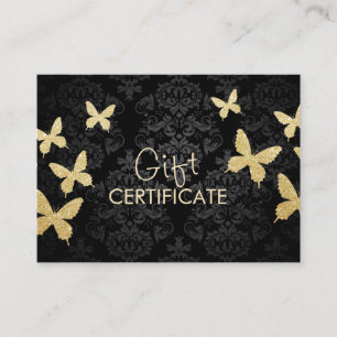 Luxury Gold Butterflies Damask Gift Certificate Kortingskaartje