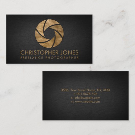 Luxury Gold Camera Shutter-fotograaf Visitekaartje (Voorkant / Achterkant)