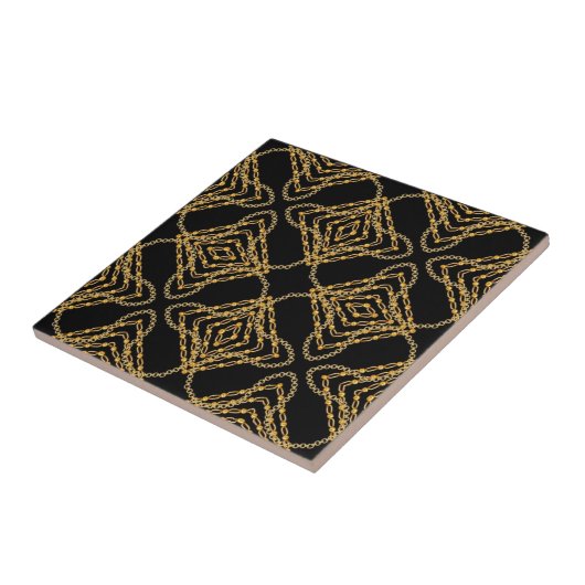 Luxury Gold Chain Geometric Pattern Tegeltje (Zijkant)
