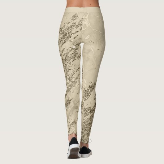 Luxury Gold Champagne Glitter Marble Add Text Leggings (Achterkant)