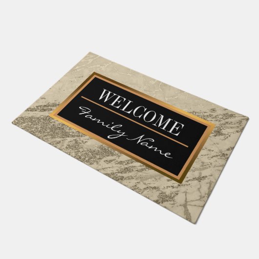 Luxury Gold Champagne Glitter Marble Customize Deurmat (Schuin)