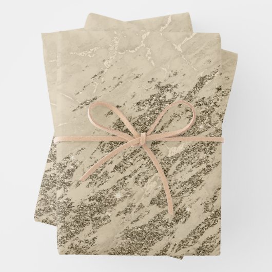 Luxury Gold Champagne Glitter Marble Customize Inpakpapier Vel (In situ)