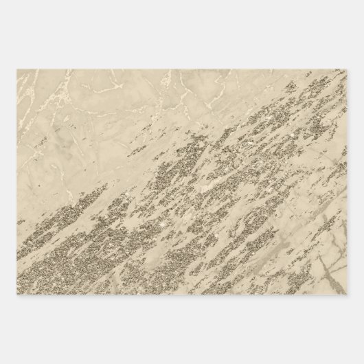 Luxury Gold Champagne Glitter Marble Customize Inpakpapier Vel (Voorkant)
