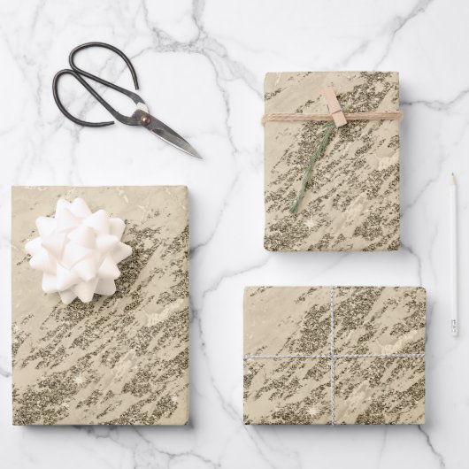 Luxury Gold Champagne Glitter Marble Customize Inpakpapier Vel (Voorkant)
