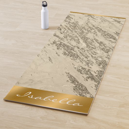 Luxury Gold Champagne Glitter Marble Customize Yogamat (In situ)