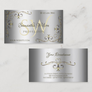 Luxury Gold  Corners Initialen Elegant Silver Visitekaartje