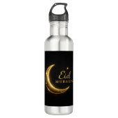 Luxury Gold Crescent Eid Mubarak Bottle Modern Isl Waterfles (Voorkant)