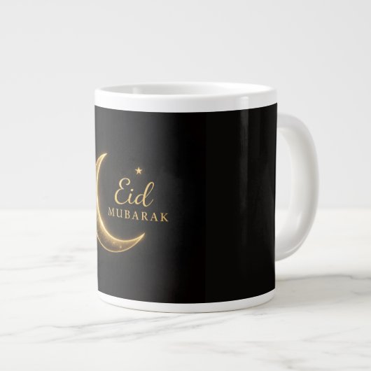 Luxury Gold Crescent Eid Mubarak Mug – Modern Isla Grote Koffiekop (Voorkant rechts)