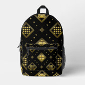 Luxury Gold Diamond Geometric Pattern on Black Bedrukte Rugzak (Voorkant)