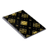 Luxury Gold Diamond Geometric Pattern on Black Notitieboek (Rechterzijde)