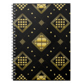 Luxury Gold Diamond Geometric Pattern on Black Notitieboek (Voorkant)