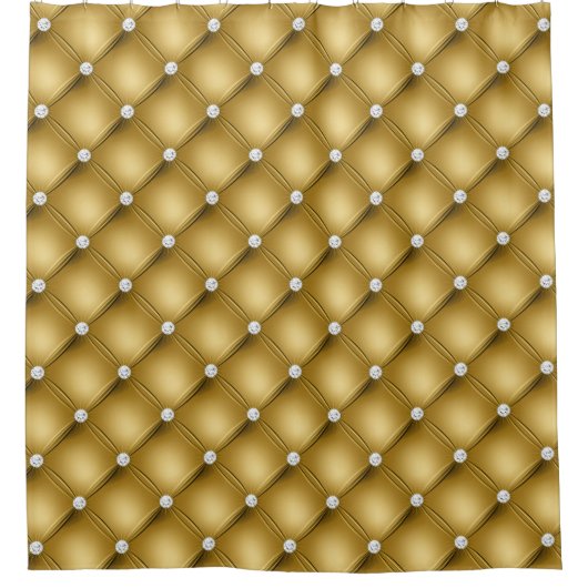 Luxury Gold Diamond Tufted Pattern Douchegordijn (Voorkant)