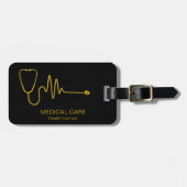 Luxury Gold ECG Wave EKG Line Medical Stethoscope Bagagelabel (Voorkant horizontaal)