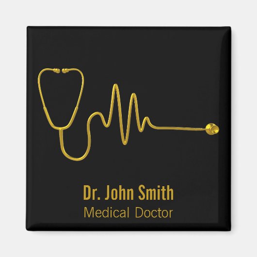 Luxury Gold ECG Wave EKG Line Stethoscope Medical Magneet (Voorkant)