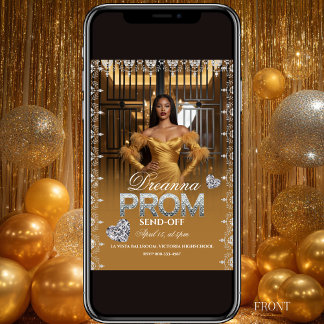 Luxury Gold Elegant Prom Send-Off Invitation Kaart