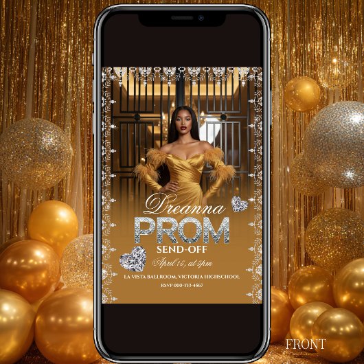 Luxury Gold Elegant Prom Send-Off Invitation Kaart