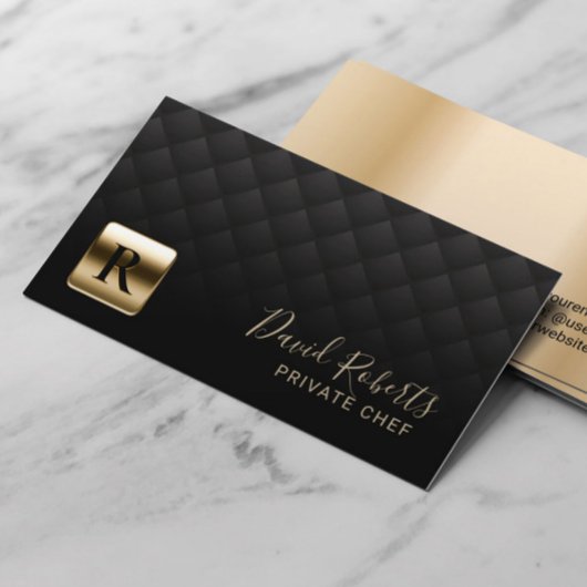Luxury Gold Emblem Professional Party Private Chef Visitekaartje