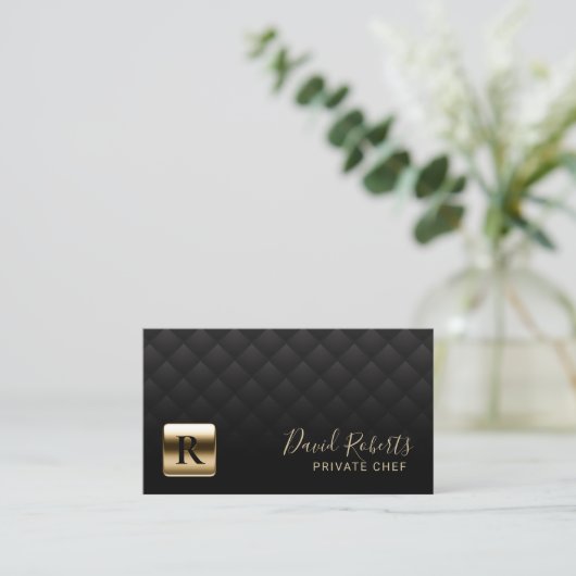 Luxury Gold Emblem Professional Party Private Chef Visitekaartje (Staand voorkant)