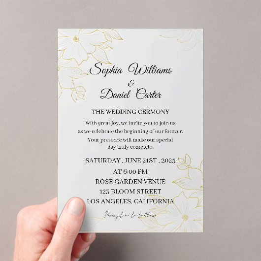Luxury Gold Embossed Wedding Invitation Acryl Uitnodigingen (Insitu (Draagbaar))