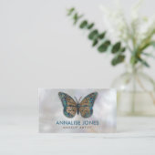 Luxury Gold en Abalone Shell Butterfly op parels Visitekaartje (Staand voorkant)