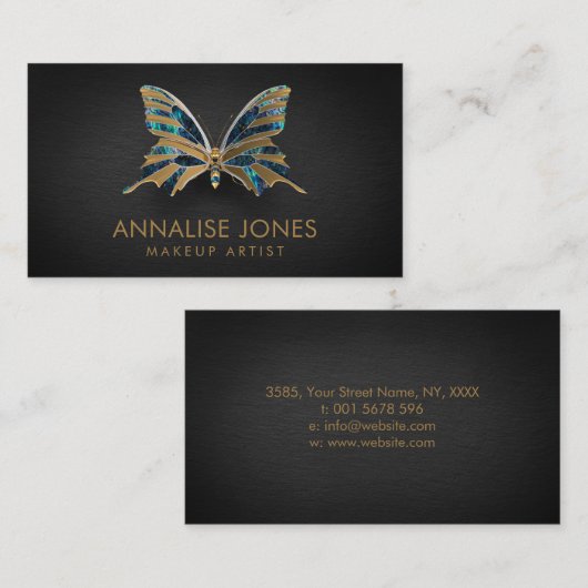 Luxury Gold en Abalone Shell Butterfly Visitekaartje (Voorkant / Achterkant)