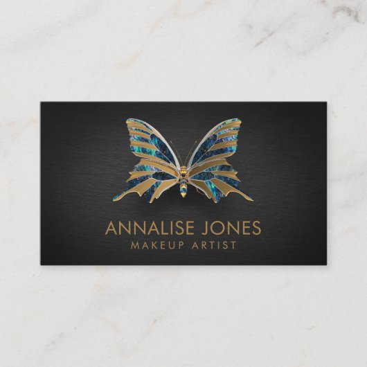 Luxury Gold en Abalone Shell Butterfly Visitekaartje (Voorkant)