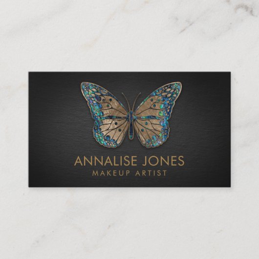 Luxury Gold en Abalone Shell Butterfly Visitekaartje (Voorkant)