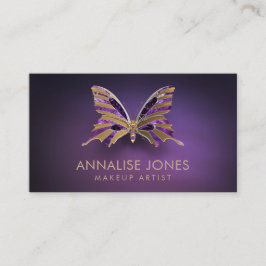 Luxury Gold en Amethyst Butterfly op paars Visitekaartje