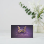 Luxury Gold en Amethyst Butterfly op paars Visitekaartje (Staand voorkant)