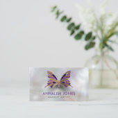 Luxury Gold en Amethyst Butterfly op parels Visitekaartje (Staand voorkant)