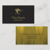 Luxury Gold- en Black Hair-stylist-salonschaar Visitekaartje (Voorkant / Achterkant)