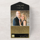 Luxury Gold en Black Wedding All In One Uitnodiging (Buitenkant)
